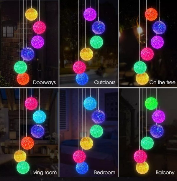 Zonne-energie lamp. Zonne-energie hanglamp balletjes. Lamp /nachtlamp met zonnebatterij/ solar lamp
