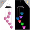 Zonne-energie lamp Hartjes. Zonnebatterij hanglamp. Hartjes versiering nachtlamp met zonnebatterij, solar lamp