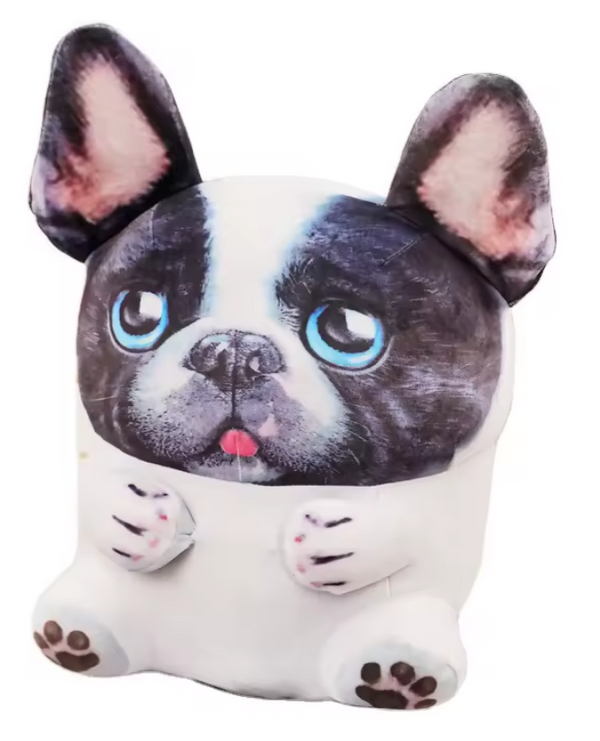 Grappige kussen in een vorm van een Franse Bulldog hondje.