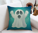 Kussenhoes blauw, turquoise, wit. Kussenhoes grappige print Spookje. Leuke kussenhoes voor kinderkamer. 45x45. SET van 2.