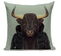 Kussenhoes Stier in jas decoratieve kussensloop /sierkussenhoes 45x45