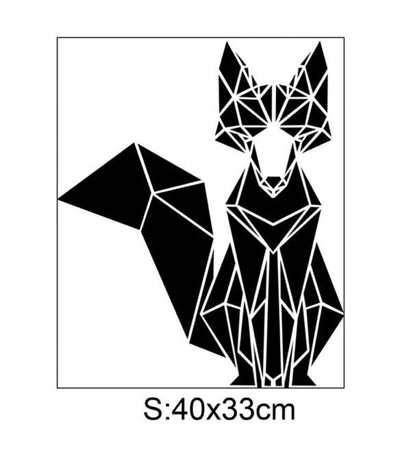 Muursticker Spiegel Vos muurdecoratie zilver Fox 40x33 cm