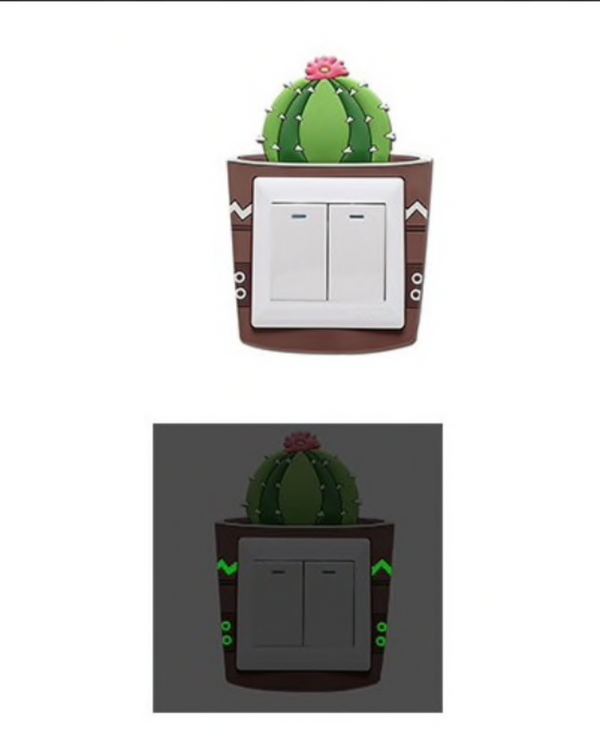 Muursticker voor schakelaar. Muurdecoratie Lichtgevende schakelaar sticker  CACTUS 2