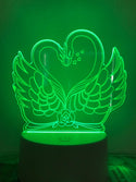 Lamp Liefde Zwanen 7-kleurig. Tafelnachtlamp, Romantische nachtlamp. Leuke cadeau lamp. Zwanen nachtlamp.