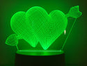 Hartjes nachtlamp. Liefde lamp. Lamp Hartjes met pijl. Romantische nachtlamp, 7-kleurig