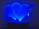 Hartjes nachtlamp. Liefde lamp. Lamp Hartjes met pijl. Romantische nachtlamp, 7-kleurig
