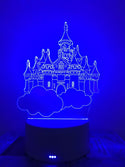 Nachtlampje voor kind in een vorm van Kasteel. Tafellampje/nachtlamp sprookjeskasteel op wolkjes. Kasteel lampje 7-kleurig