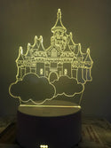 Nachtlampje voor kind in een vorm van Kasteel. Tafellampje/nachtlamp sprookjeskasteel op wolkjes. Kasteel lampje 7-kleurig